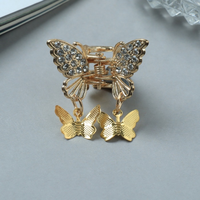 Краб для волос Краб для волос "Милада" маленькие бабочки, 2,5 см, золото