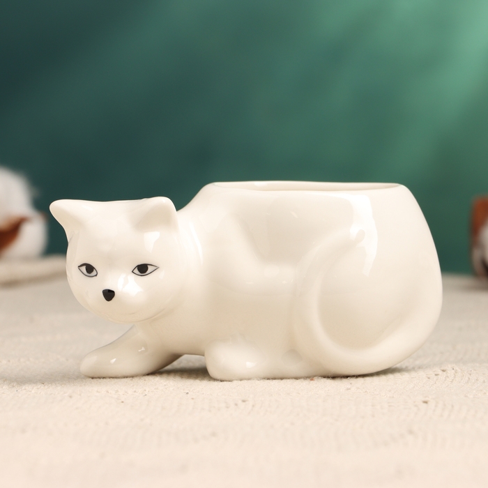 Горшок  Горшок "Кошка Милка" белый, 11х5х5см