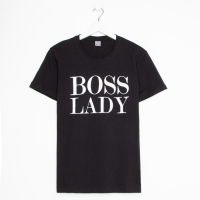 Футболка женская с принтом "Ladi Boss", цвет черный, размер 50