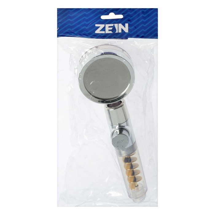 Лейка для душа ZEIN Z4069, микроточки, кнопка  Лейка для душа ZEIN Z4069, микроточки, кнопка "стоп", вентилятор, спираль, жёлтый/хром