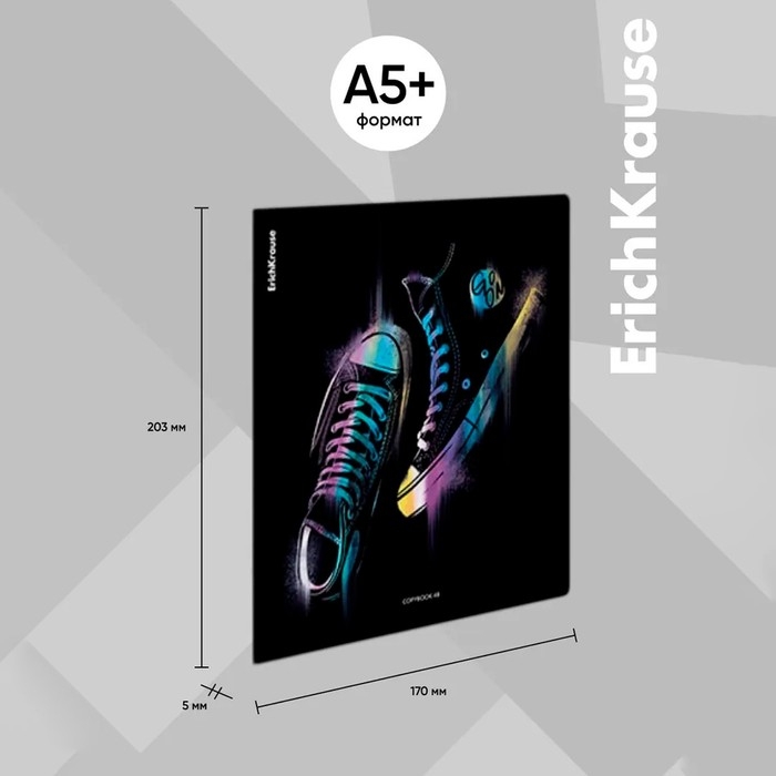 Тетрадь 48 листов в клетку, ErichKrause Sneakers, обложка мелованный картон, Soft-touch ламинация, УФ-лак, блок офсет 100% белизна, МИКС Тетрадь 48 листов в клетку, ErichKrause Sneakers, обложка мелованный картон, Soft-touch ламинация, УФ-лак, блок офсет 100% белизна, МИКС