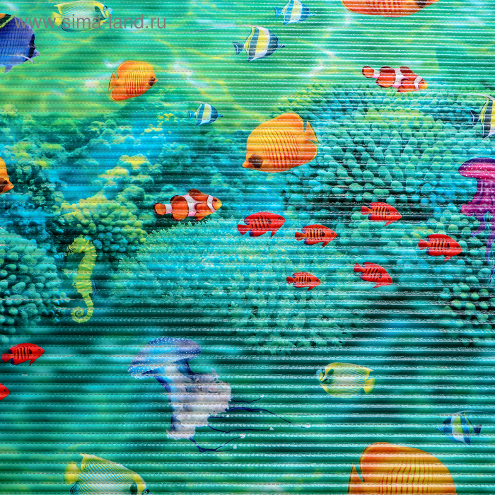 Коврик для ванной комнаты «Морские обитатели», ширина 80 см, рулон 15 м