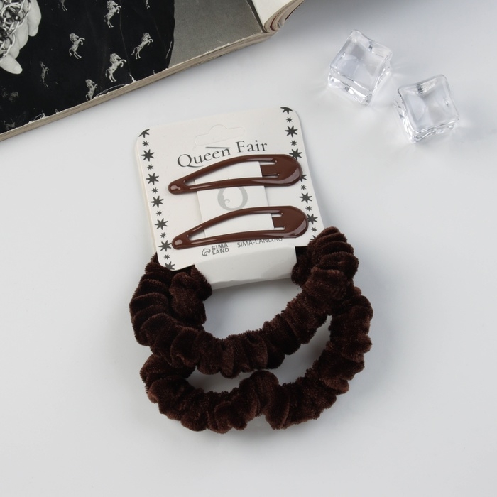 Набор для волос Набор для волос "Глория нежность" (2 резинки 5,5 см, 2 невидимки 5 см) коричневый