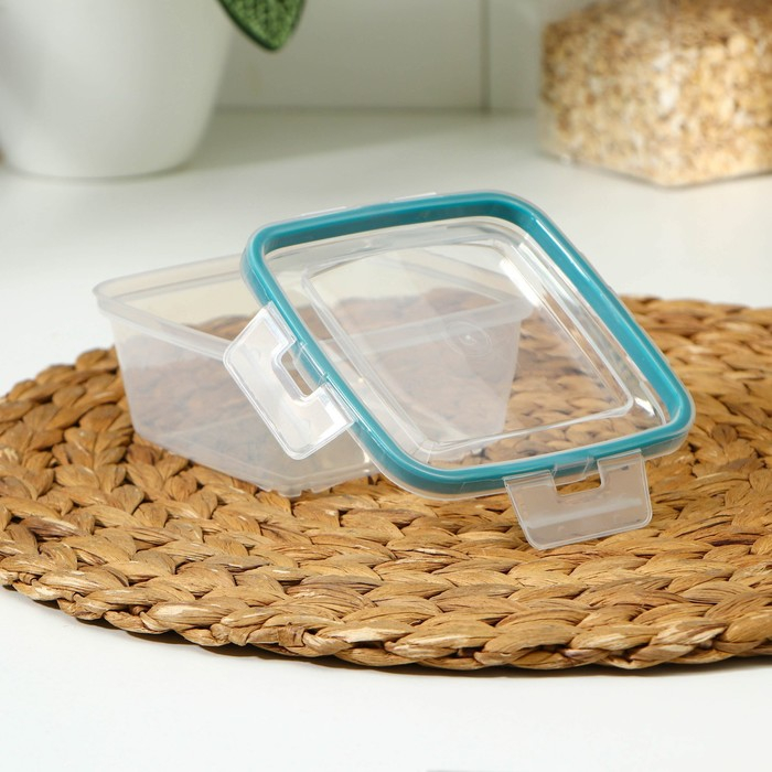 Набор контейнеров для продуктов с защёлкой, герметичная крышка, 3 шт: 400 мл, 800 мл, 1,5 л, прозрачные, крышка голубая Набор контейнеров для продуктов с защёлкой, герметичная крышка, 3 шт: 400 мл, 800 мл, 1,5 л, прозрачные, крышка голубая