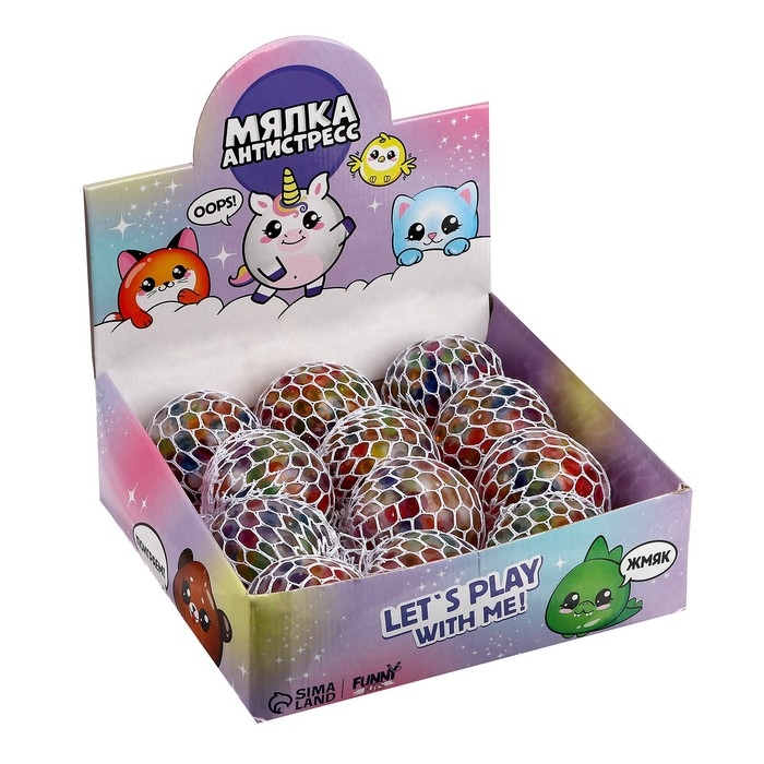Антистресс сквиш мялка Let's play with me, с гидрогелем,цвета МИКС, в шоубоксе Антистресс сквиш мялка Let's play with me, с гидрогелем,цвета МИКС, в шоубоксе