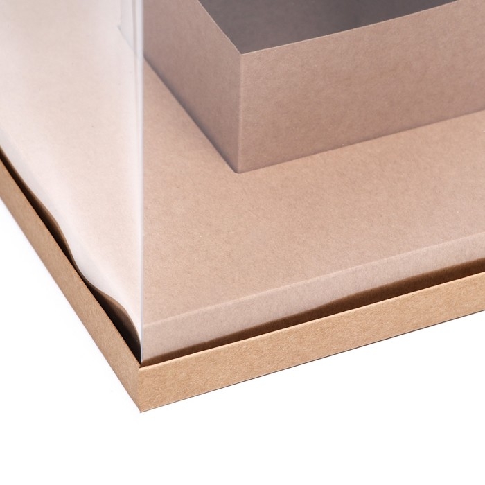 Коробка для цветов с вазой и PVC окнами, складная, 23 х 30 х 23 см, крафт Коробка для цветов с вазой и PVC окнами, складная, 23 х 30 х 23 см, крафт