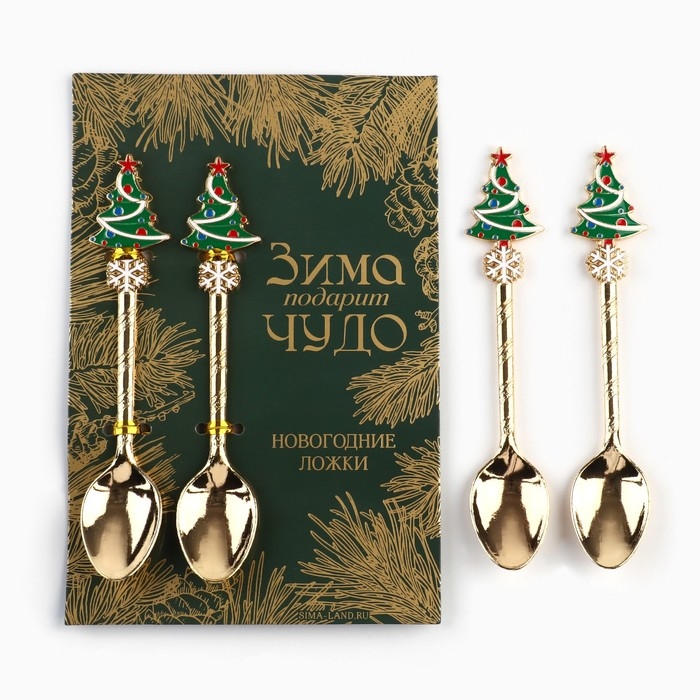 Ложки новогодние чайные с формовой ручкой «Новый год: Верь в чудеса», 11 х 3 см Ложки новогодние чайные с формовой ручкой «Новый год: Верь в чудеса», 11 х 3 см