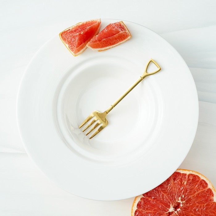 Вилка десертная из нержавеющей стали Magistro «Грабли», длина 12 см, цвет золотой Вилка десертная из нержавеющей стали Magistro «Грабли», длина 12 см, цвет золотой