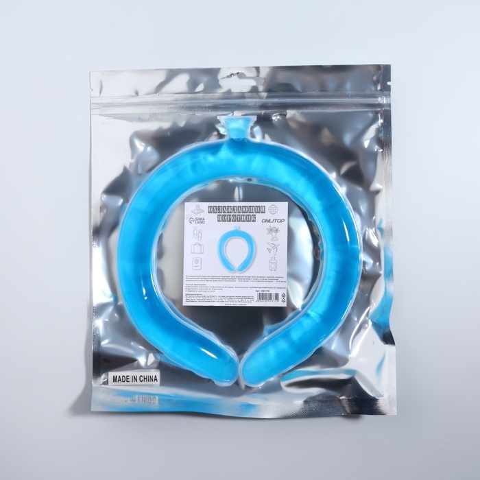 Охлаждающий воротник (гель, ПВХ) 17*16*2см синий накл ОТ