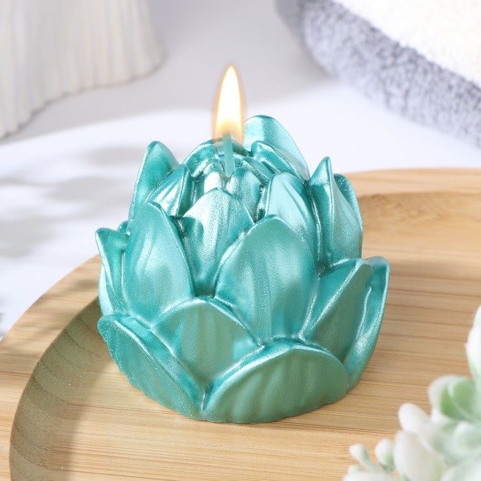 Свеча фигурная  Свеча фигурная "Лотос", 6,6х6,5 см, тиффани