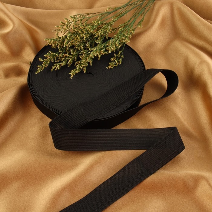 Резинка вязаная, 30 мм, 25 ± 2 м, цвет чёрный Резинка вязаная, 30 мм, 25 ± 2 м, цвет чёрный