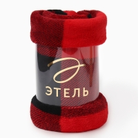 Плед Этель "Клетка черно-красн" 150*200 см,100% п/э, корал-флис 220 гр/м2