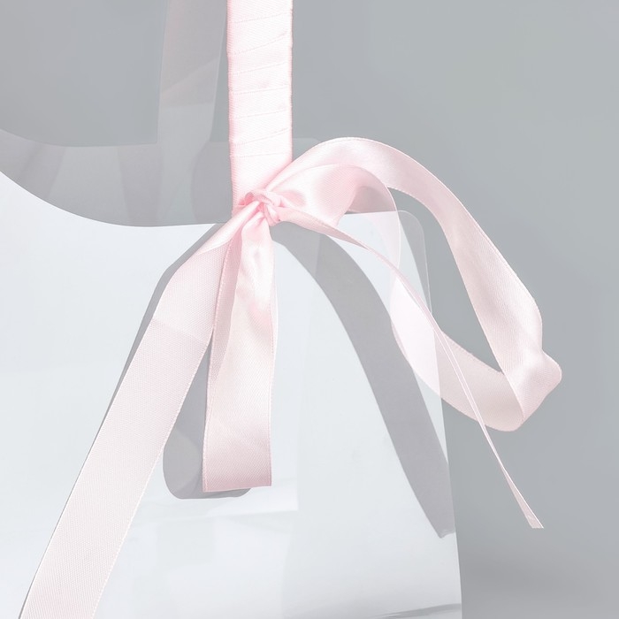 Переноска для цветов с лентой, 30х25х12 см, розовая Переноска для цветов с лентой, 30х25х12 см, розовая