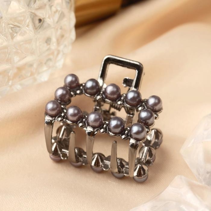 Краб для волос "Айлин" прямой, 2,5 см, тёмное серебро