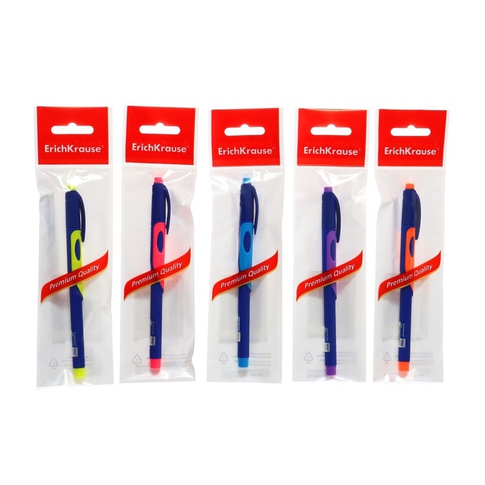 Ручка шариковая ErichKrause ErgoLine Kids, первоклассника, эргономичный держатель, корпус Soft-touch, узел 0.7 мм, чернила синие, микс, блистер Ручка шариковая ErichKrause ErgoLine Kids, первоклассника, эргономичный держатель, корпус Soft-touch, узел 0.7 мм, чернила синие, микс, блистер