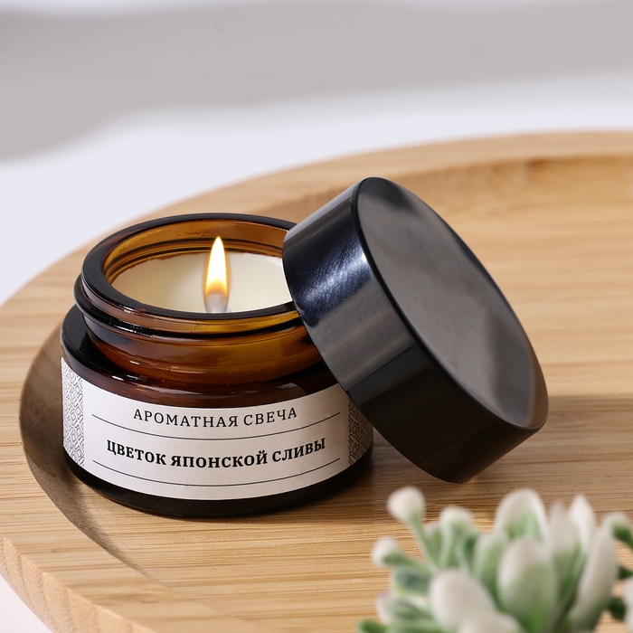 Свеча ароматическая в банке  Свеча ароматическая в банке "Цветок японской сливы", соевый воск, 12 г