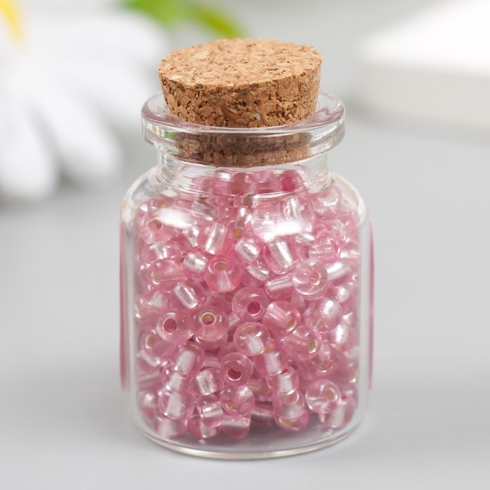 Бисер круглый 6/0 в бутылочке  Бисер круглый 6/0 в бутылочке "Розовый" прозрачно-цветной 20 гр