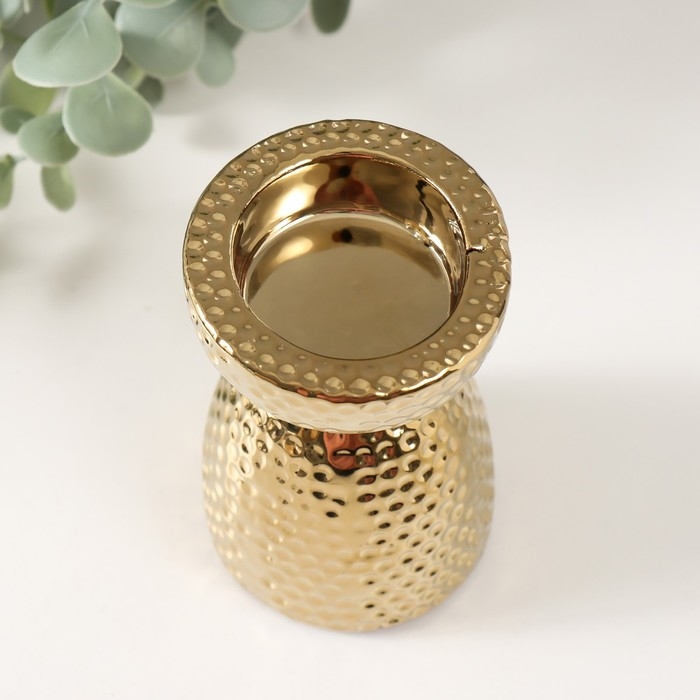 Подсвечник керамика на 1 свечу Подсвечник керамика на 1 свечу "Иллюзия" d=4 см золото 6,5х6,5х10 см