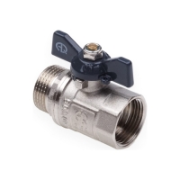 Кран шаровой AQUALINK, PN 50, внутренняя/наружная резьба 3/4", бабочка, никелированный