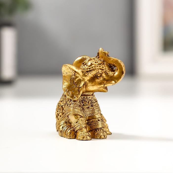 Сувенир полистоун Сувенир полистоун "Золотые слоники, рисунки на попоне" набор 6 шт 4,7х5,5х3 см