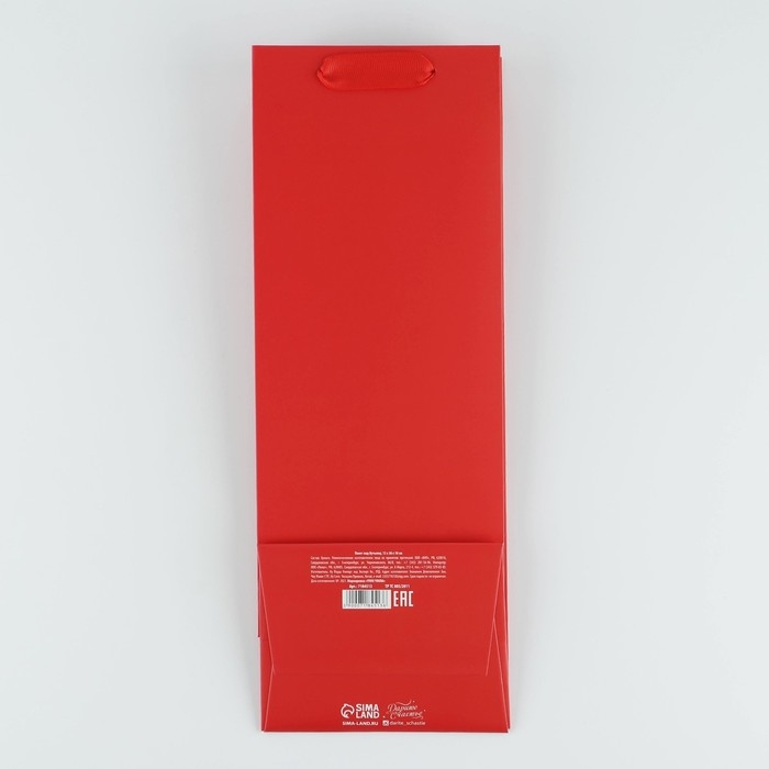 Пакет подарочный под бутылку, упаковка, «Красный», 13 x 36 x 10 см Пакет подарочный под бутылку, упаковка, «Красный», 13 x 36 x 10 см