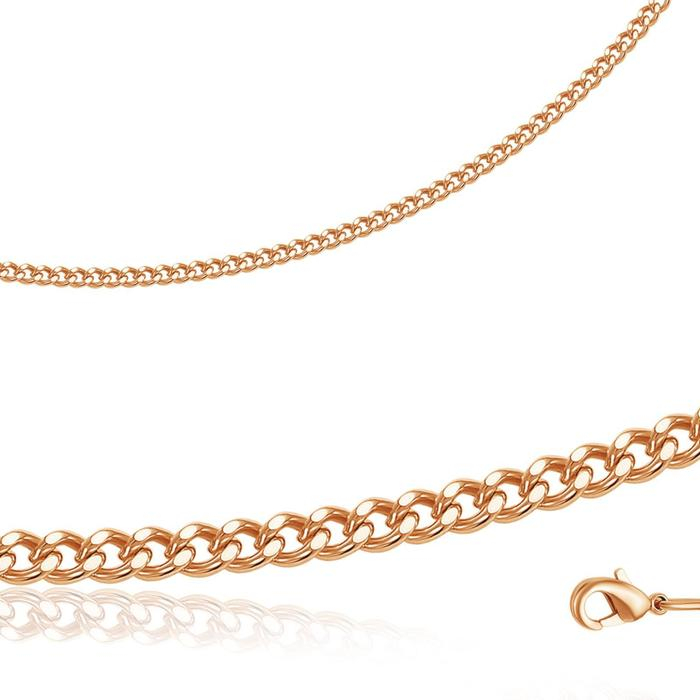 Цепь «Панцирное плетение» ривьера, розовое золочение, 55 см Цепь «Панцирное плетение» ривьера, розовое золочение, 55 см