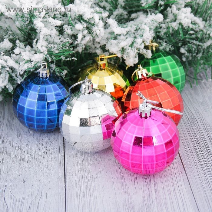 Набор шаров пластик d-6 см, 6 шт Набор шаров пластик d-6 см, 6 шт "Прокси диско" микс