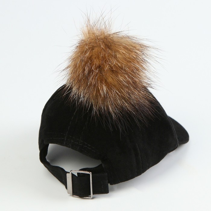 Кепка для кукол с меховым помпоном, цвет чёрный Кепка для кукол с меховым помпоном, цвет чёрный