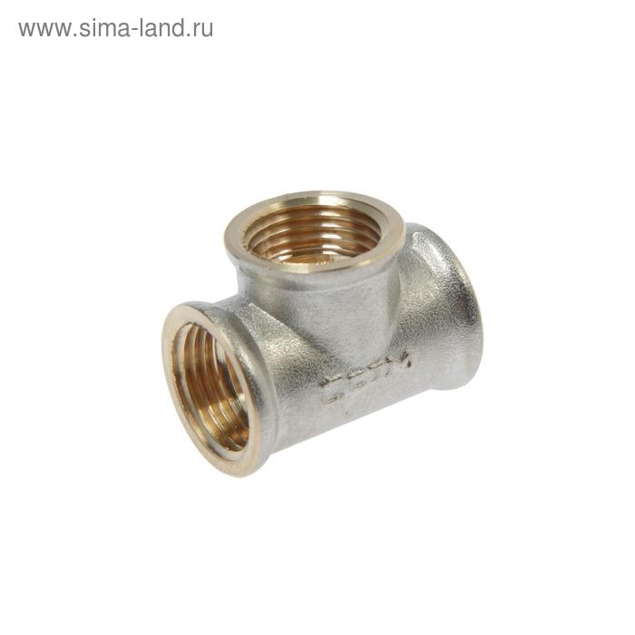 Тройник Тройник "CTM", 1/2", внутренняя/внутренняя/внутренняя резьба, никелированная латунь