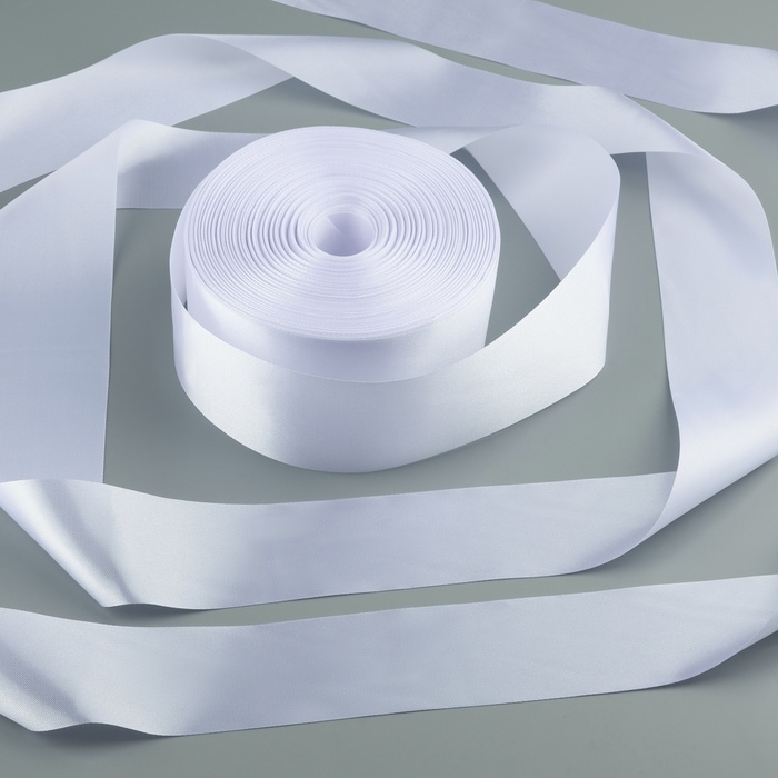 Лента атласная, 50 мм × 100 ± 5 м, цвет белый Лента атласная, 50 мм × 100 ± 5 м, цвет белый