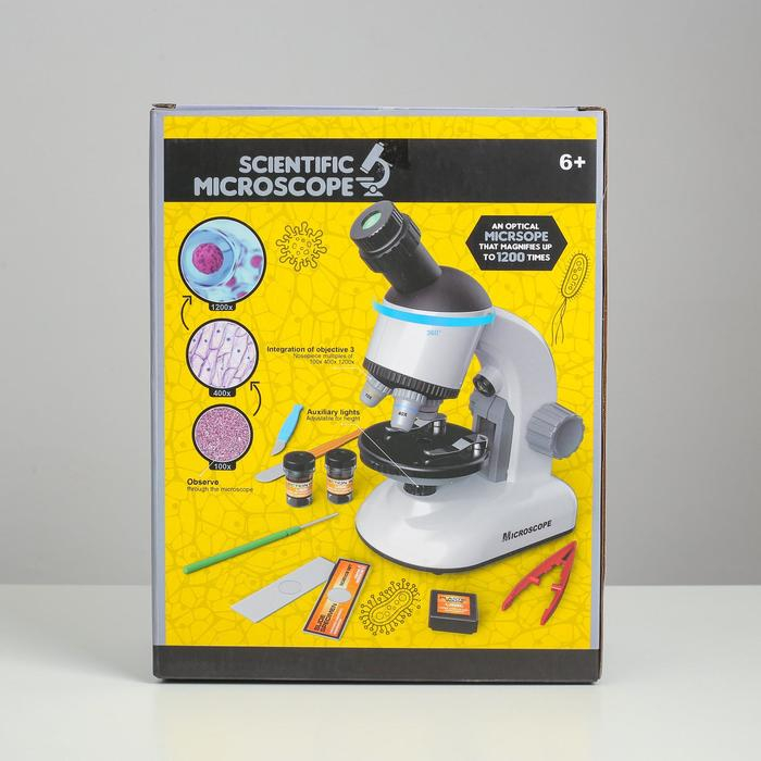 Микроскоп Микроскоп "Юный ученый" кратность до х1200, белый, подсветка