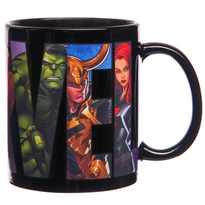 Кружка-хамелеон, черная, 330 мл  Кружка-хамелеон, черная, 330 мл "Супер-герои", Мстители