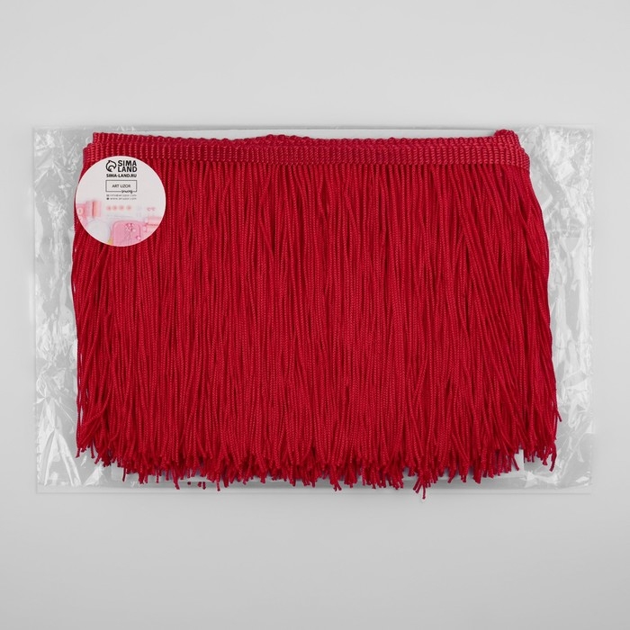 Тесьма декоративная «Бахрома», 15 см, 5 ± 0,5 м, цвет красный Тесьма декоративная «Бахрома», 15 см, 5 ± 0,5 м, цвет красный