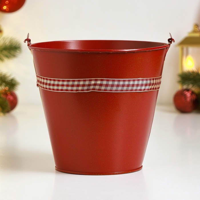 Кашпо Кашпо "Ведерко Рустад" красное, 15х15х14см