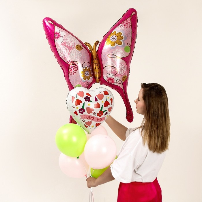 Набор шаров «Весенняя бабочка», фольга, латекс, 7 шт. Набор шаров «Весенняя бабочка», фольга, латекс, 7 шт.