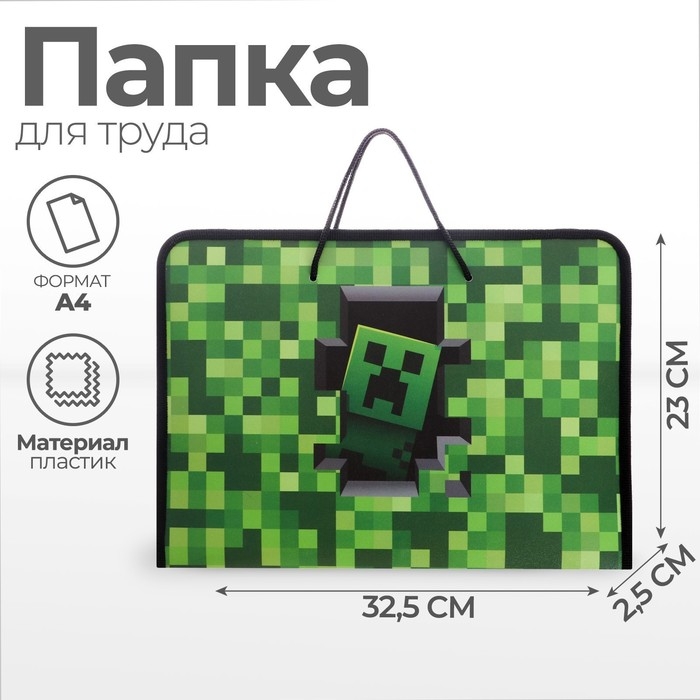 Папка для труда А4 с ручками, 325 х 230 х 25 мм, молния вокруг, откидная планка, пластиковая, ПТР-6 Calligrata Папка для труда А4 с ручками, 325 х 230 х 25 мм, молния вокруг, откидная планка, пластиковая, ПТР-6 Calligrata "Пиксели"