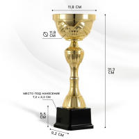 Кубок 134B, наградная фигура, золото, подставка пластик, 31,3 х 11,8 х 9,2 см.