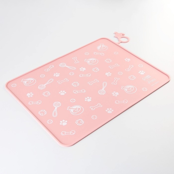 Коврик силиконовый под миску «Паттерн», 30х40 см, розовый Коврик силиконовый под миску «Паттерн», 30х40 см, розовый