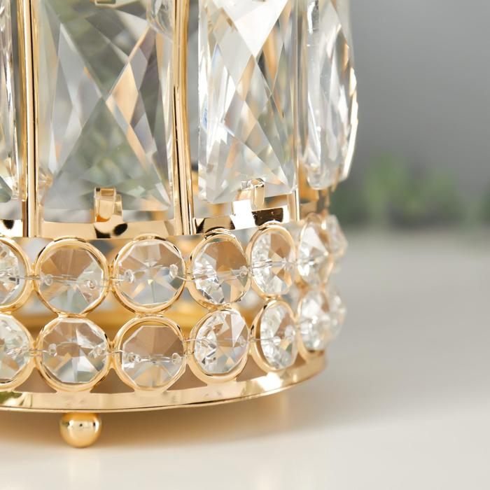 Подсвечник металл, стекло на 1 свечу Подсвечник металл, стекло на 1 свечу "Прямоугольники и круги" золото 15,3х11х11 см