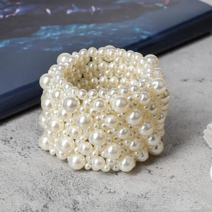 Браслет жемчуг «Зима» сплошной узор, цвет молочный, d=5 см Браслет жемчуг «Зима» сплошной узор, цвет молочный, d=5 см