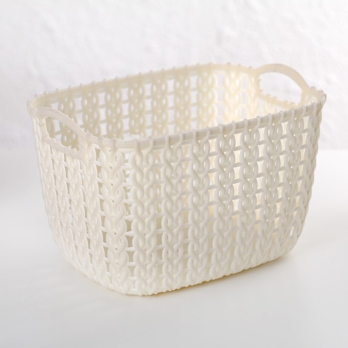 Корзина для хранения с ручками «Плетение», пластик, 12×8,5×8 см, цвет МИКС Корзина для хранения с ручками «Плетение», пластик, 12×8,5×8 см, цвет МИКС