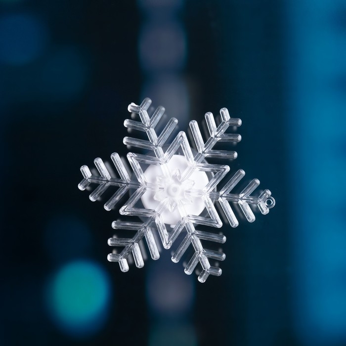 Светодиодная игрушка на липучке «Снежинка» 11 см, батарейки LR44х3 (в комплекте), свечение мульти Светодиодная игрушка на липучке «Снежинка» 11 см, батарейки LR44х3 (в комплекте), свечение мульти