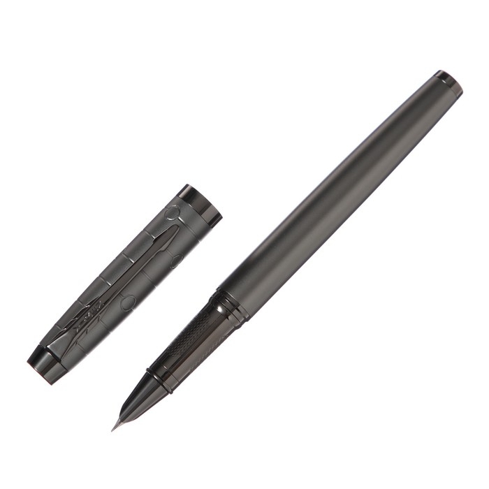 Ручка подарочная перьевая, в кожзам футляре, корпус темно-серый Ручка подарочная перьевая, в кожзам футляре, корпус темно-серый