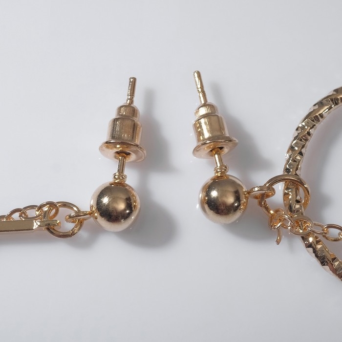 Серьги с жемчугом Серьги с жемчугом "Разноуровневые" круг с палкой, цвет белый в золоте