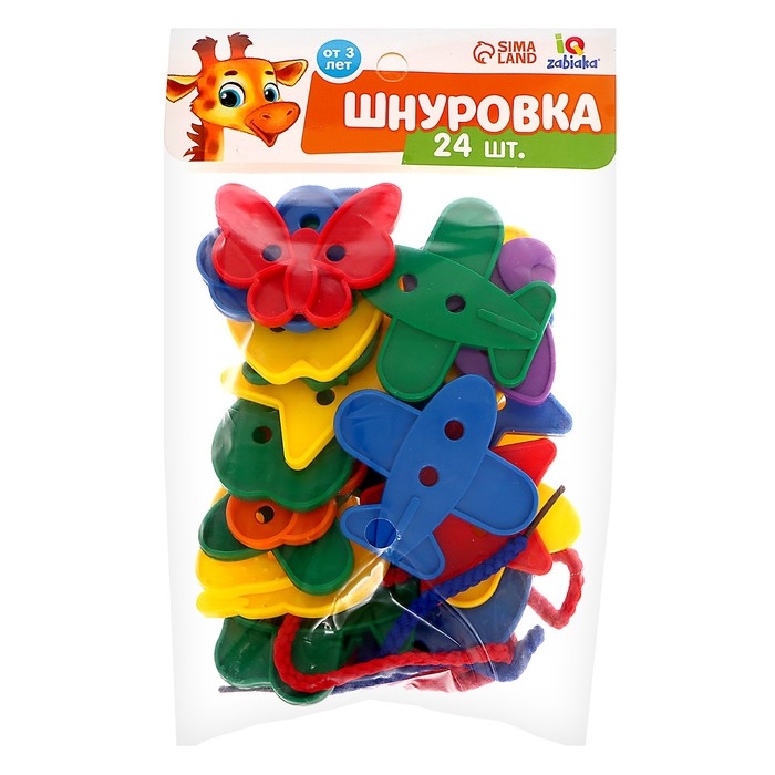 Шнуровка «Весёлые фигурки» под клапаном, 24 шт., по методике Монтессори Шнуровка «Весёлые фигурки» под клапаном, 24 шт., по методике Монтессори