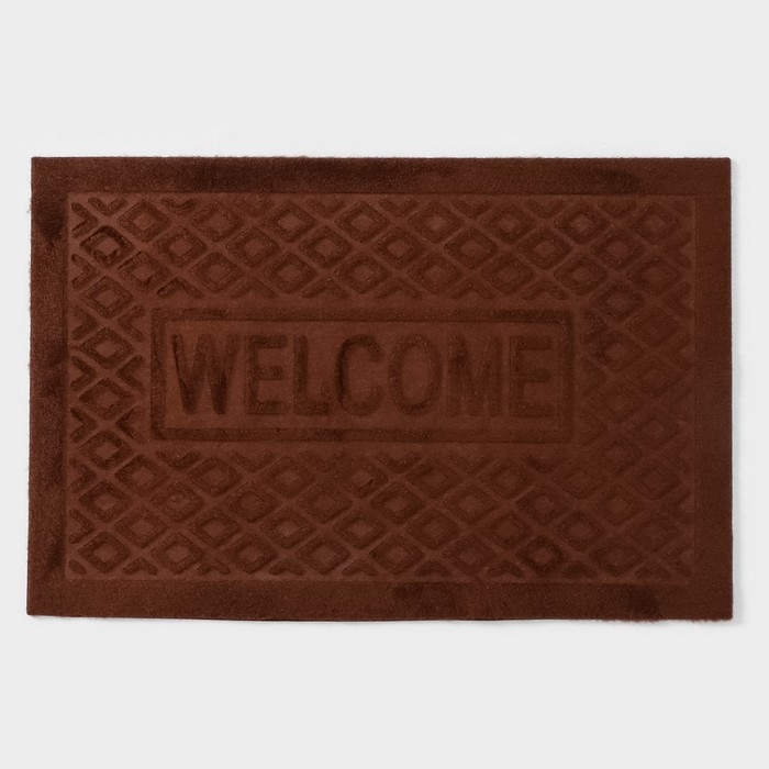 Коврик придверный Доляна Welcome, ромбы, влаговпитывающий, без окантовки, 38×58 см, цвет МИКС