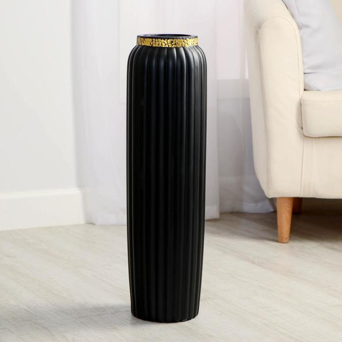 Ваза керамика напольная Ваза керамика напольная "Геометрия люкс" вертикаль, 13х60 см, чёрный