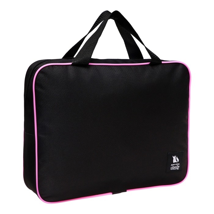 Папка для труда А4 на молнии текстиль 70мм 350 х 270 , черный/розовый «1 сентября» Папка для труда А4 на молнии текстиль 70мм 350 х 270 , черный/розовый «1 сентября»