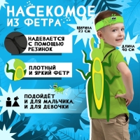 Карнавальный набор «Весёлые насекомые»: повязка и кузнечик из фетра, 3–7 лет