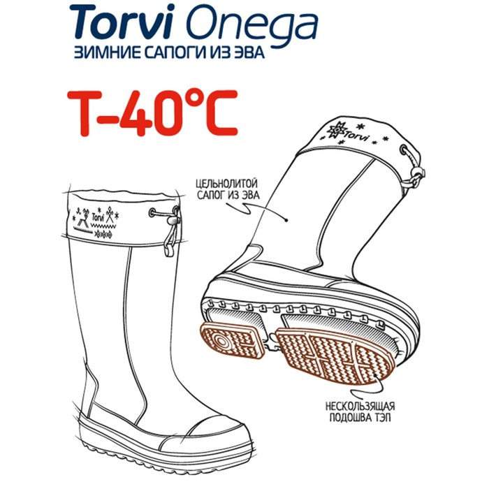 Женские зимние сапоги Torvi Онега ЭВА+ТЭП, 4-слойный вкладыш -40С, цвет синий, размер 36